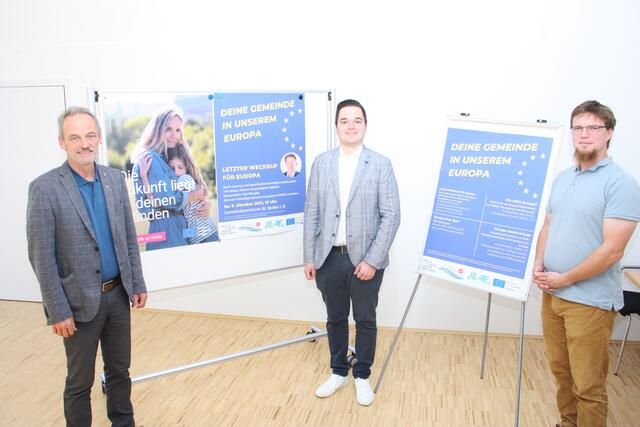 Es geht um die Zukunft Europas: Bürgermeister Johann Kaufmann sowie die Gemeinderäte Christoph Perner und Nikolaus Bösch-Weiss sind in St. Stefan auf der Suche nach Ideen und Anregungen aus der Bevölkerung. | Foto: WOCHE
