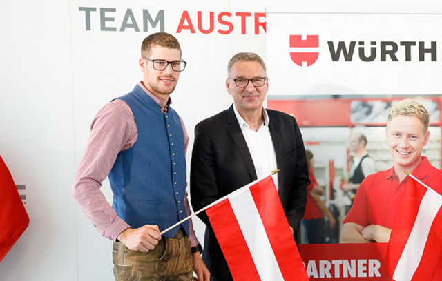 Stefan Leymüller, SILBER, Stuckateur und Trockenbauer und Willi Trumler, Geschäftsführer Würth  | Foto: WKÖ/SkillsAustria, Florian Wieser