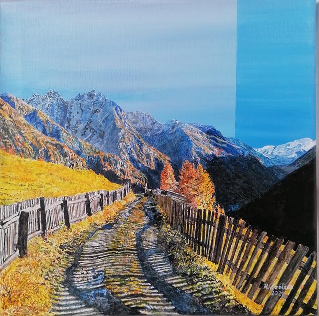 Reinhard Lentsch stellt im Weißen Kreuz in Fließ aus: Seine Bilder, die durch starke Kontraste, Wechsel von Licht und tiefen Schatten, sowie den Wechsel von Detailgenauigkeit und ruhigen Flächen gekennzeichnet sind, können noch bis zum 10. Oktober besichtigt werden. | Foto: Reinhard Lentsch