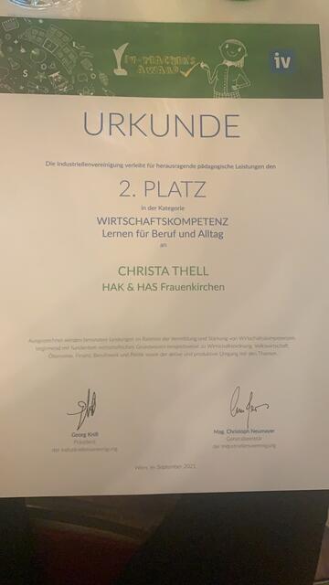 Thells Idee brachte der HAK/HAS Frauenkirchen den 2. Platz ein. | Foto: Hannes Schmid