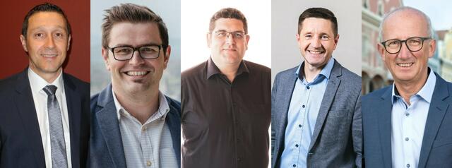 Harald Haselmayr, Johannes Resch, Felix Grubich, Manfred Lanzersdorfer und Peter Rachinger (v.l.). | Foto: Fotos: ÖVP und SPÖ