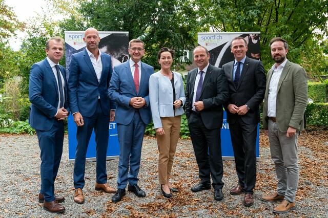 Philipp Trattner (Sportministerium), Nik Berger (Sportministerium), LR Markus Achleitner (OÖ), LR Martina Rüscher (Vorarlberg), LH-Stv. Josef Geisler (Tirol), LR Jochen Danninger (Niederösterreich), LR Stefan Schnöll (Salzburg)