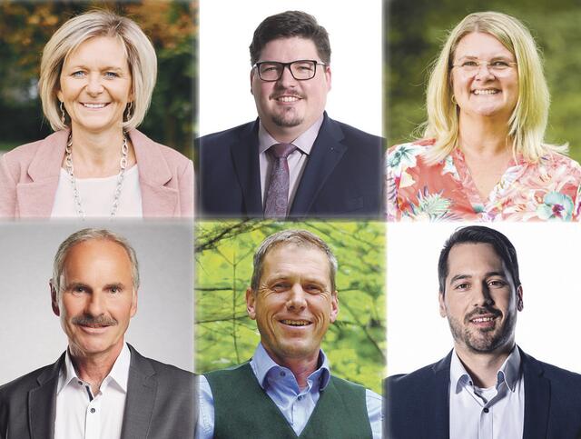 Die Sieger der Stichwahlen: Ines Schiller, Thomas Avbelj, Ines Mirlacher, Johann Mitterlehner, Klaus Kramesberger und Markus Schmaranzer.