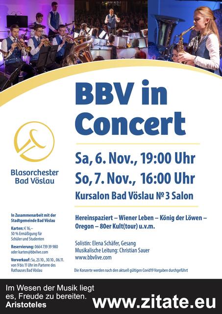 Das BBV lädt heuer am 06. und 07. November zu „BBV in Concert 2021“ in den Vöslauer Kursalon-Salon Nr.3