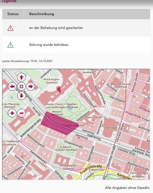 An der Behebung der Störung wird gerade gearbeitet.