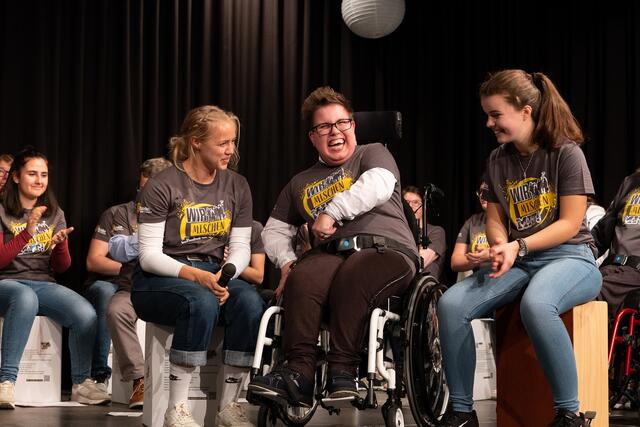 Spürbar war die Freude beim gemeinsamen Singen der Schüler des BORG Bad Leonfelden und  den Kunden des Arcus Sozialnetzwerkes beim Abschlusskonzert im TUK Haslach.   | Foto: Katholische Jugend
