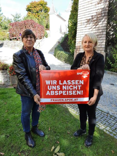 Setzen sich für gerechte Entlohnung von arbeitenden Frauen ein: LA Claudia Hagsteiner und Anna Grafoner (li.).