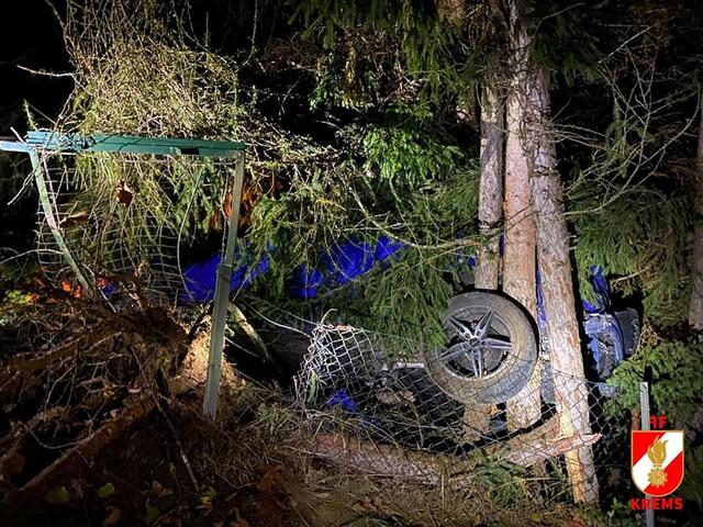 Da war ein Auto "versteckt", das führerlos in einen Wald gekracht war.
