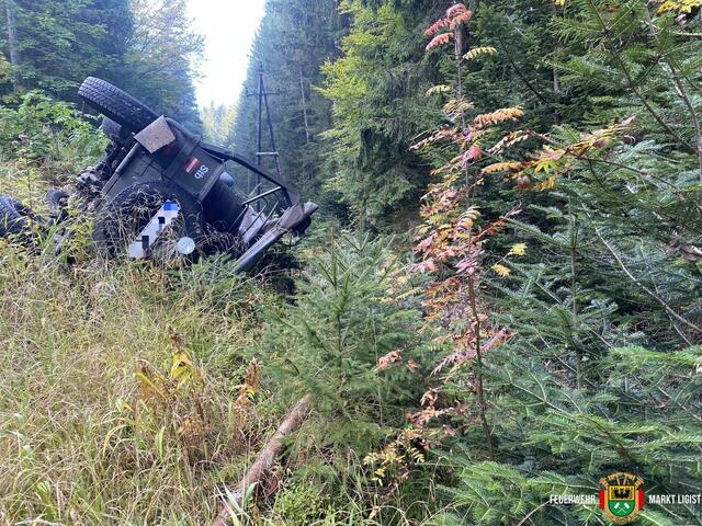Ein "Pinzgauer" war in Oberwald von der Straße abgekommen.