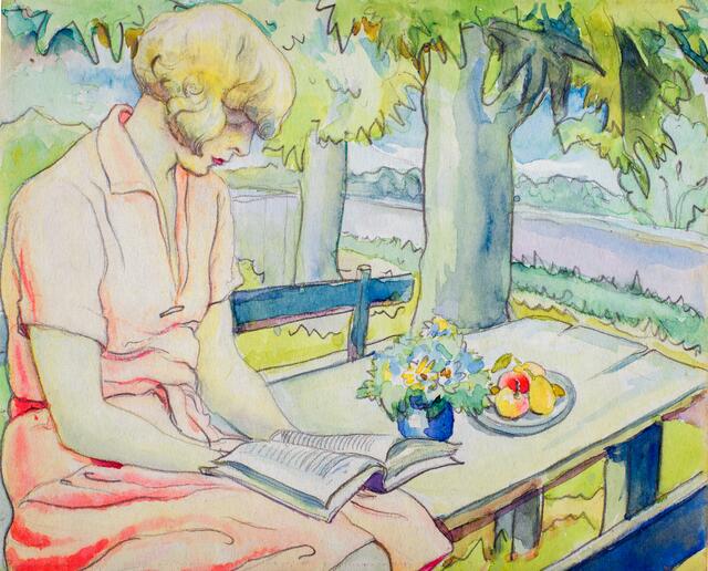 Lesende Frau im Garten, undatiert (1930) | Foto: Neue Galerie am Universalmuseum Joanneum