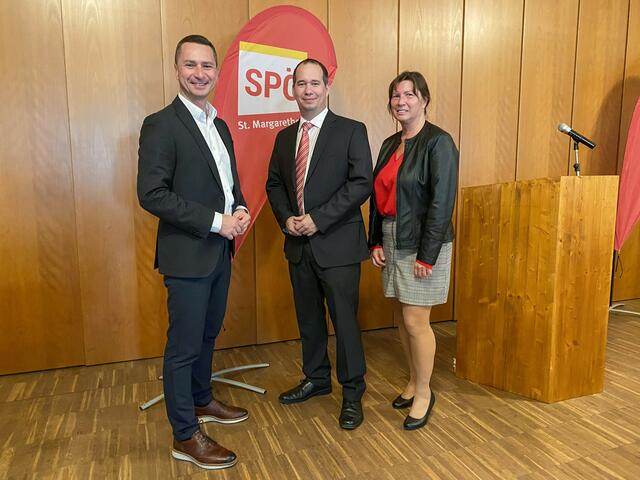SPÖ-Klubobmann Robert Hergovich, Ortsparteivorsitzender und Spitzenkandidat Jürgen Jakob, Ortsparteivorsitzende-Stv. Manuela Meiböck