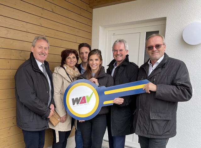 Bgm. Alois Mareiner, WAV-Dir. Manfred Damberger, Gerda & Karl Wilfing, Magdalena Wilfing & Matthäus Uhl.