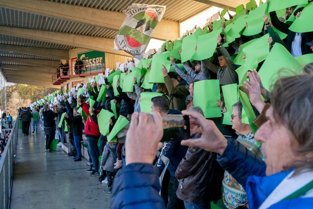 Eine stimmige Choreographie der DSV-Fans vor Spielbeginn. | Foto: Klaus Pressberger