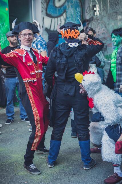 Die Besucher kamen in kreativen Kostümen zum Festival.  | Foto: Raphael Sperl / tricky.pics