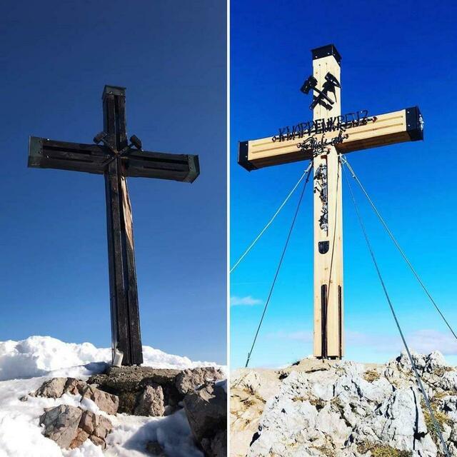 Aufgrund eines Blitzes musste das alte Knappenkreuz ausgetauscht werden. Das neue Kreuz strahlt im vollen Glanze.  | Foto: Marktgemeinde Bad Bleiberg
