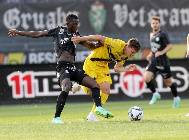 Keine Duell gegen Altach: Kelvin Yeboah ist einer der Ausgangspunkte des Corona-Clusters bei Sturm, er sitzt noch in Spanien fest. | Foto: GEPA