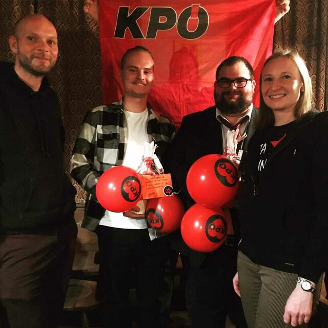 Mitgliederversammlung mit Vorstandswahl bei KPÖ Innviertel: Andreas Heißl,  Paul Dirnberger, Andreas Auzinger und Stefanie Breinlinger. | Foto: KPÖ