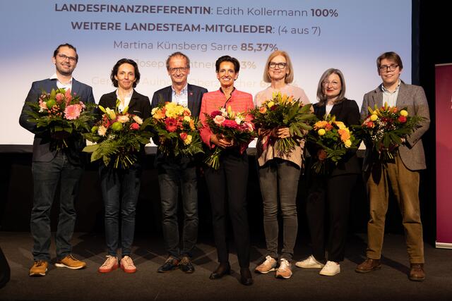 Joseph Lentner (GR Gänserndorf), Martina Künsberg-Sarre (Nationalrätin), Helmut Hofer-Gruber (LAbg.), Indra Collini, Edith Kollermann (LAbg.), Gertraud Auinger-Oberzaucher (GR Baden), Bernhard Lutzer (Teamleiter NEOS Wiener Neustadt) | Foto: NEOS