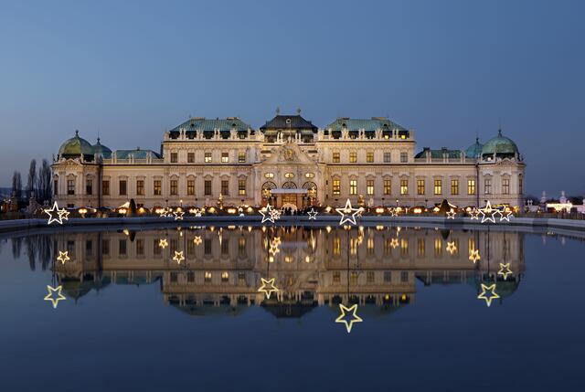 Weihnachtliche Stimmung herrscht beim Schloss Belvedere.