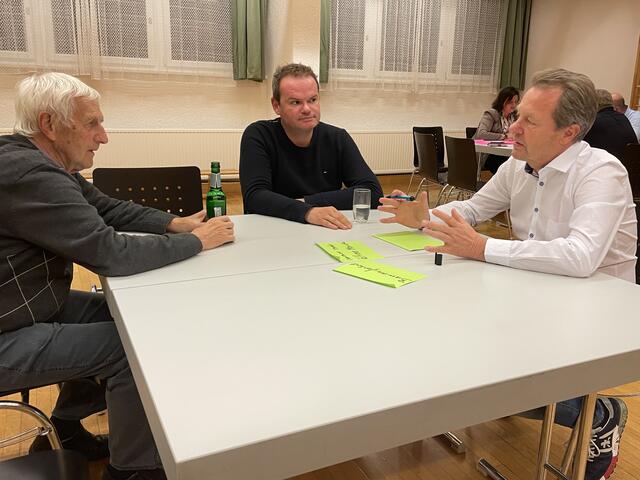 Am Tisch von GR Jürgen Mayer und GR Bernhard Kirchebner gibt es viele Visionen für Neu Rum. | Foto: Kendlbacher