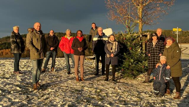 Der Christbaum mit den SPÖ-Vertretern bei der Schiefen Kapelle in Feldkirchen | Foto: SPÖ/Allerstorfer