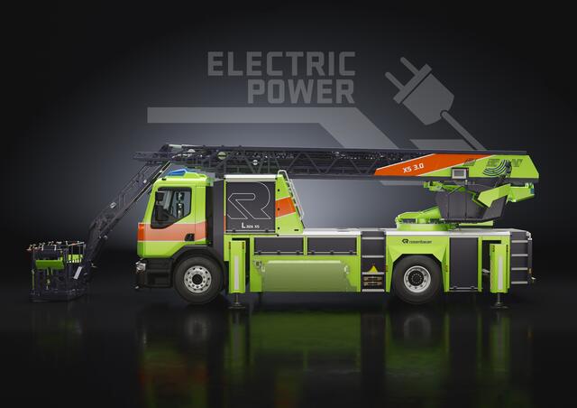 Electric Power aus dem Hause Rosenbauer gibt es auch den Feuerwehr-Drehleitern. | Foto: Rosenbauer