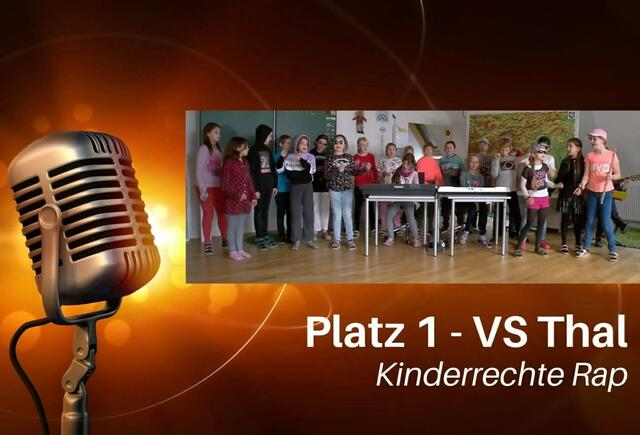 Platz 1 für die VS Thal mit ihrem Kinderrechte-Rap