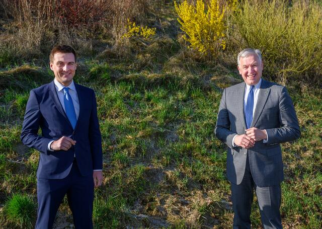 AMS NÖ-Geschäftsführer Sven Hergovich und der für den Arbeitsmarkt zuständige Landesrat Martin Eichtinger