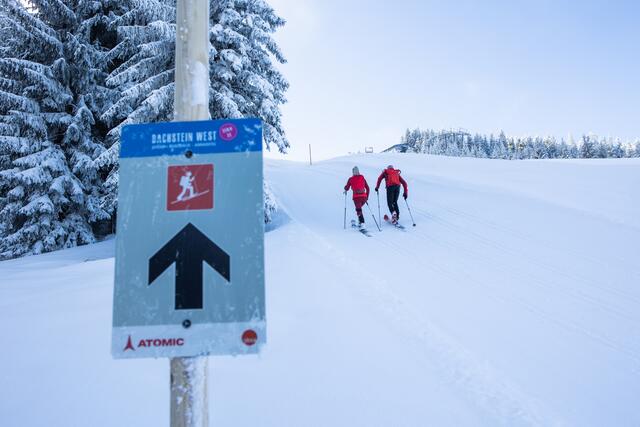 Um das Angebot für Skitourengeher weiter auszubauen, investierte die Skiregion Dachstein West in eine neue Tourengehstrecke in Rußbach, die mit schönen Aussichten und einer präparierten Talabfahrt punktet.