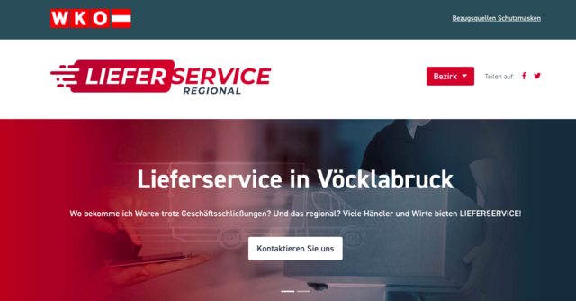 Die Wirtschaftskammer gibt einen Überblick über das regionale Lieferservice im Bezirk Vöcklabruck.