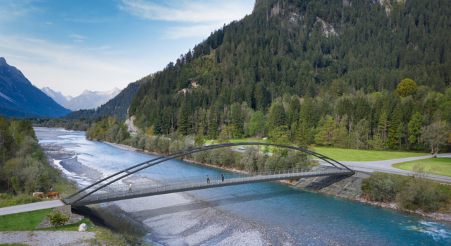 So könnte die Brücke aussehen.Sie würde voraussichtlich auf Höhe der Einfahrt Höfen/Hornberg den Lech queren.