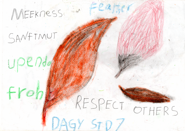 Sanftmut^meekness!
IkuBi2030-virtual art-based learning -sessions mit partner in Maragoli, Kenya, Austria-Kenya intercultural relations in the practices of civil society; Kulturdiplomatie2030; Kinderzeichnungen zum Thema "Beziehungen" angeleitet mit Orange Feder Stille Post 25/11 | Foto: Tatjana Christelbauer