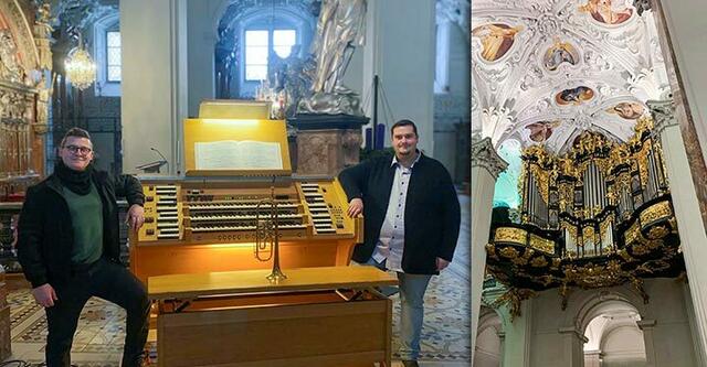 Die beiden Musiker Mark Horvath und Michael Mauthner gestaltetn einen musikalischen Adventkalender aus der Basilika Mariazell. | Foto: Lindmoser