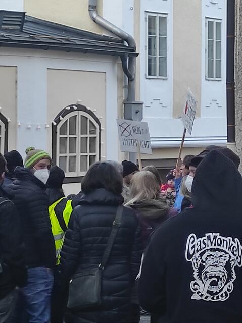 Die Demonstranten gehen wegen der beschlossenen Impfpflicht auf die Straße.  | Foto: Johanna Janisch