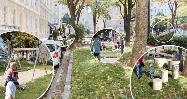 Mehr Begrünung, Sitzgelegenheiten, Trinkbrunnen wünschen sich die Margaretner für den Zentaplatz. | Foto: Neos Wien