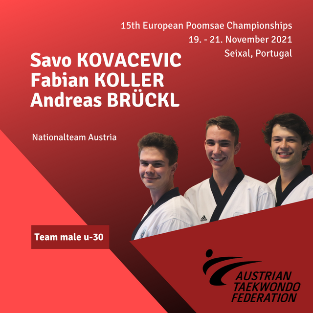 2021-11-12-EURO-Team-Savo+Fabian+Andy
v.l.n.r: Savo Kovacevic, Fabian Koller, Andreas Brückl
 | Foto: Bild - Österr. Taekwondo Verband
