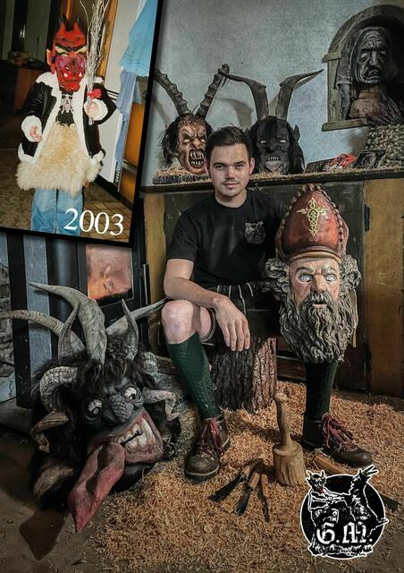 Michael Kristoferitsch aus Birkfeld schnitzt jedes Jahr rund zehn Holz-Krampus-Masken. | Foto: zVg
