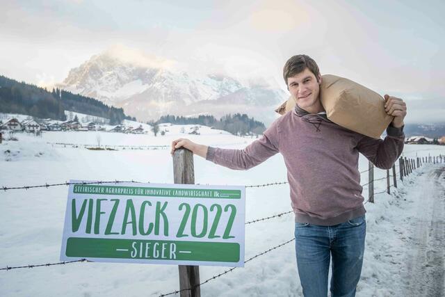 Franz Neuper ist Sieger des Agrar-Innovationspreises „Vifzack 2022“ der Landwirtschaftskammer. | Foto: Lk-Stmk/Danner