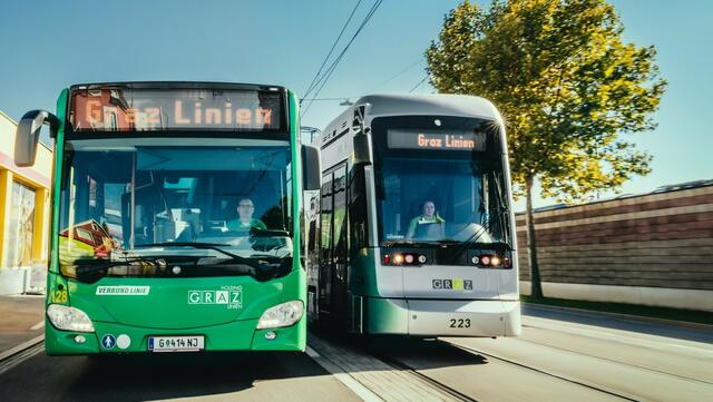 Die Holding ändert heute ihren Fahrplan: Straßenbahnen und Busse fahren am Feiertag seltener. | Foto: Holding Graz/Lupi Spuma