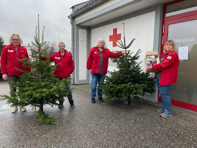 Rotkreuz-Markt-Kunden können heuer sogar einen Christbaum erwerben. Außerdem gibt es erstmals ein Geschenk für die Einkäufer. "Es sollen alle eine schöne Feier haben", sagt Inge Zopf, am Foto rechts.