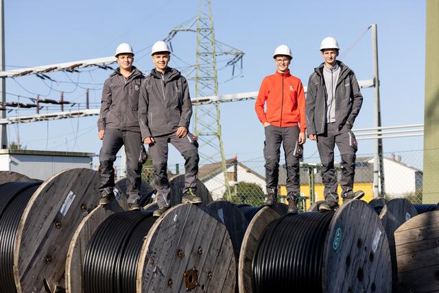Lehrlings-Team des Netz NÖ Service Centers Waidhofen: Kevin Flicker, Paul Schmid, Johanna Sainitzer, Lukas Hennebichler, | Foto: Netz NÖ / Leister