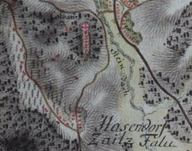 Diese Karte aus dem Jahr 1757 zeigt, dass sich damals auf dem Kogel eine Kirche und Kreuzwegstationen befanden.
