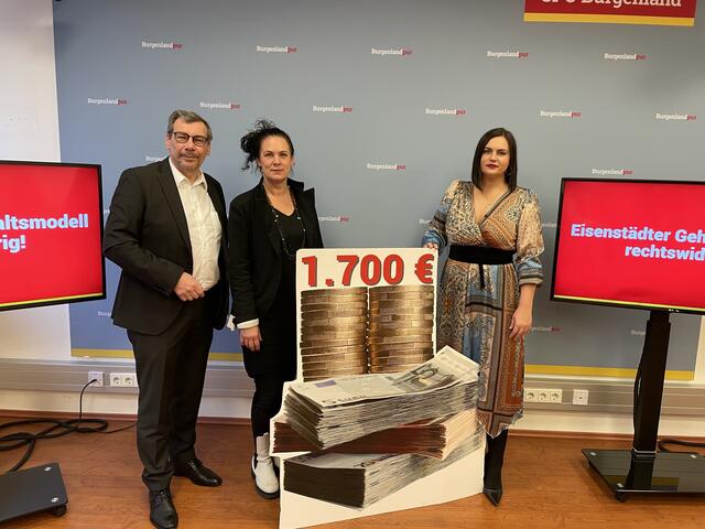 Vizebürgermeister Otto Kropf, charlotte Toth-Kanyak und Landeshauptmann-Stellvertreterin Astrid Eisenkopf (v.l.) sprechen sich für das Gehaltmodell des Landes aus | Foto: Sandra Koeune