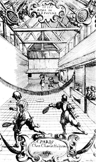 So sah das Tennisspiel in einem Ballhaus aus: Titelblatt zum Werk Le Jeu Royal de la paulme von Charles Hulpeau aus dem Jahre 1632. | Foto: Charles Hulepau