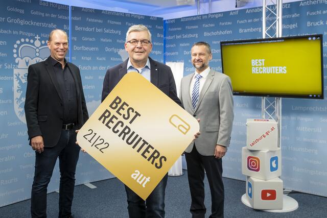 Christoph Gappmaier, Landesrat Josef Schwiager und Karl Premißl (v.l.). | Foto: Land Salzburg / Neumayr – Leopold