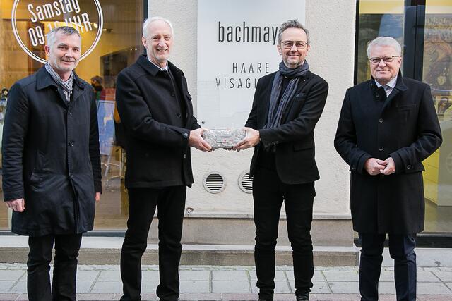 WKO-Leiter Thomas Denk, WKO-Obmann Klaus Schobesberger, Gert Bachmayr, Bürgermeister Klaus Luger (v. l.). | Foto: Cityfoto
