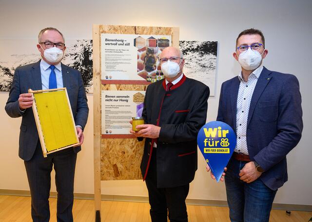 LH-Stv. Stephan Pernkopf, Josef Niklas (Präsident des NÖ Imkerverbandes) und Imker Leopold Schalhas | Foto: NLK Burchhart