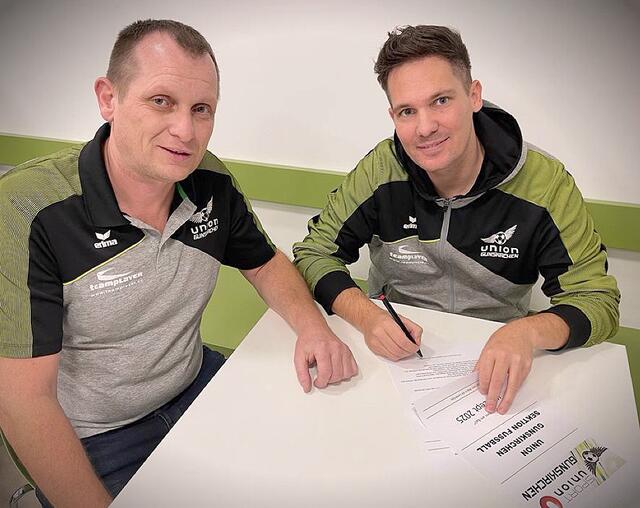 Wollen Gunskirchen bis 2025 in die Landesliga führen: Andreas Kratochwil und Patrick Datscher (v.l.). | Foto: Union Gunskirchen