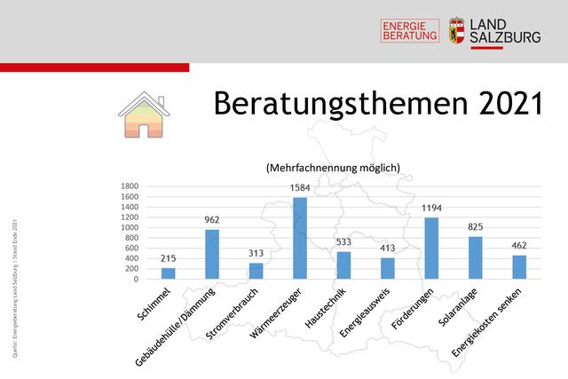 Infografik Energieberatung Stand 2021: Beratungsthemen 2021