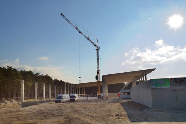 Blick auf die Baustelle für das Wertstoffsammelzentrum in Breitenau im Bereich der "Grünen Tonne" an der B17.